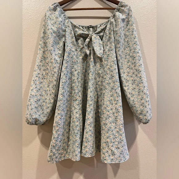 LiIy Rose Mint Green Long Sleeve Ditsy Floral Dress Size Juniors Large - Picture 1 of 10